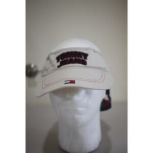 Vintage Tommy Jeans Hat White Strapback Spell Out Logo Deadstock Y2K Cap